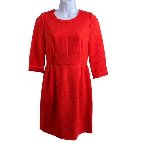J Crew Orange Wool Teddie Dress Size 2 Timeless Classic Fit And Flare Proper - Picture 1 of 11
